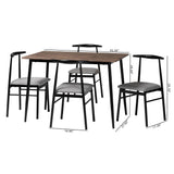 Baxton Studio Arnold Modern Industrial Grey Fabric and Metal Dining Set