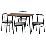 Baxton Studio Arnold Modern Industrial Grey Fabric and Metal Dining Set