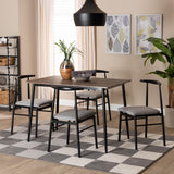 Baxton Studio Arnold Modern Industrial Grey Fabric and Metal Dining Set