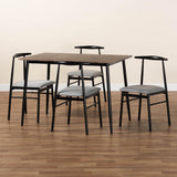 Baxton Studio Arnold Modern Industrial Grey Fabric and Metal Dining Set