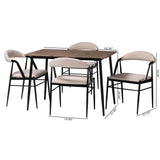 Baxton Studio Orrin Modern Industrial Beige Fabric and Metal Dining Set