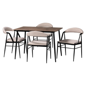 Baxton Studio Orrin Modern Industrial Beige Fabric and Metal Dining Set