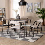 Baxton Studio Orrin Modern Industrial Beige Fabric and Metal Dining Set