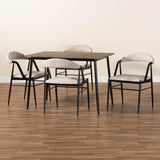 Baxton Studio Orrin Modern Industrial Beige Fabric and Metal Dining Set