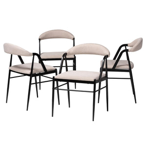 Baxton Studio Orrin Modern Industrial Beige Fabric and Metal Dining Chair
