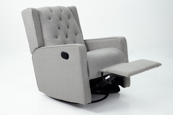 English Elm Swivel Manual Motion Glider Recliner with Diamond Tufted Back, Square Arms & 360° Comfort Rotation DARK GREY 31 L x 30 W x 26 H B089P240469