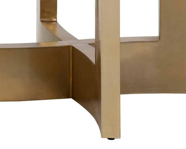 Sunpan Lianne Stylish Geometric Dining Table Base in Gold Lacquer Finish for 59" Round Glass Tops