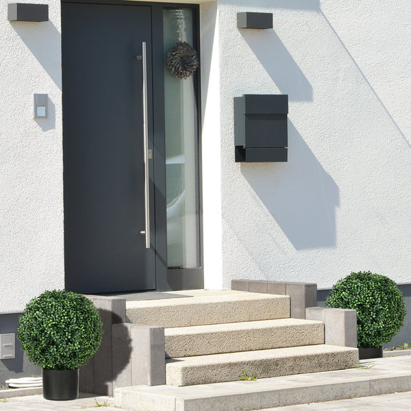 English Elm Homcom Set Of 2 20.5" Lifelike Boxwood Topiary Trees For Indoor/Outdoor Decor, Low Maintenance Greenery W2225P217289