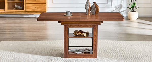 English Elm An Extendable Mdf Dining Table with Open Shelf Storage Seats up to Eight Walnut W1151S04667