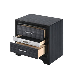 English Elm 2 Drawers And 1 Jewelry Drawer Nightstand - Elegant Black Storage With Modern Design & Organization B016P253286
