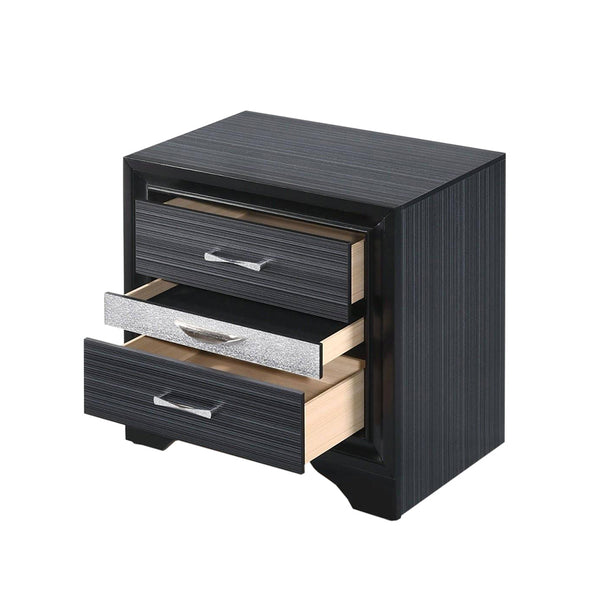 English Elm 2 Drawers And 1 Jewelry Drawer Nightstand - Elegant Black Storage With Modern Design & Organization B016P253286