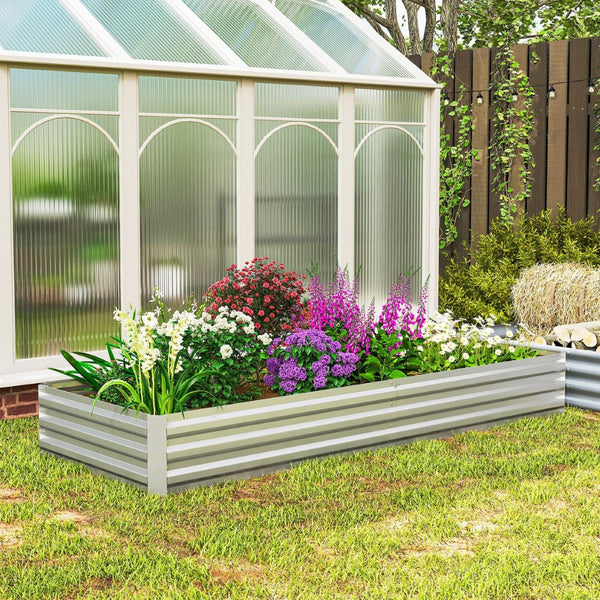English Elm Outsunny Galvanized Steel Raised Garden Bed Rust Resistant Outdoor Planter Box W2225P485540