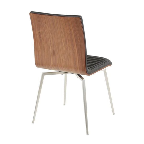 English Elm Contemporary Tufted Swivel Dining Chairs Walnut Wood and Steel Set of 2 B202P223605
