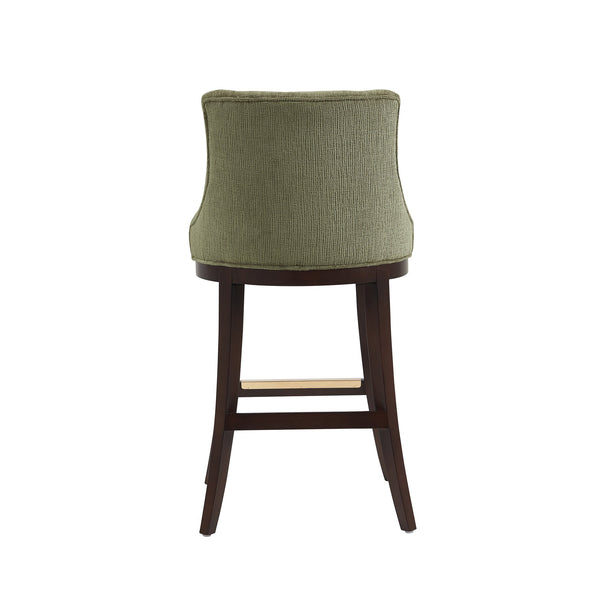 English Elm Lucia Leaf Green Chenille Barstool With Beech Wood Legs - Ergonomic Comfort & Stylish Design! B365P398047