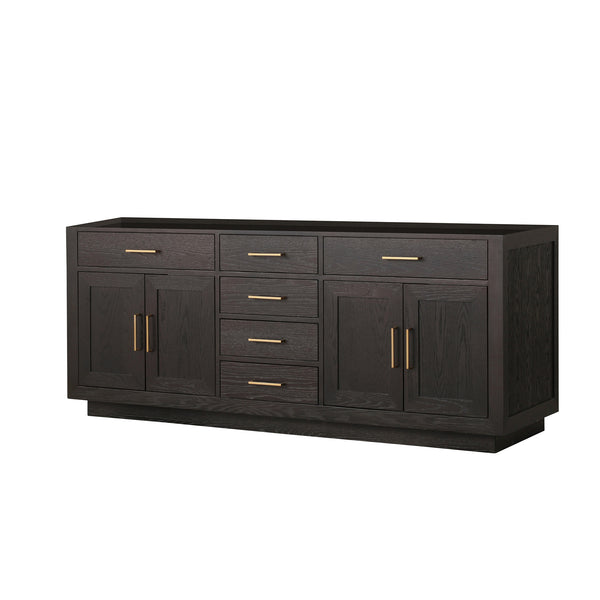 English Elm Brown Oak Midcentury Double Bath Vanity 80" W x 22" D Fully Assembled Wood Cabinet Soft-Close Storage B2731P257807