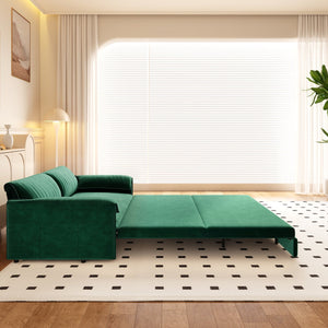 English Elm 66" Queen Pull Out Sofa Bed - Versatile 3-In-1 Convertible Velvet Loveseat With Storage, Comfort & Style W1885S00224