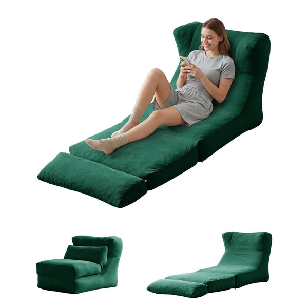 English Elm Cloud Corduroy Sleeper Chair Foldable High Density Foam Seat for Small Space Living Green W1765P448642