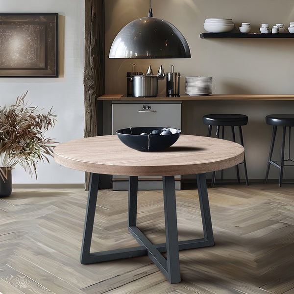 JLA Home Chapel Hill - Round Round Dining Table Wheat Veneer Top with Slate Legs — Compact Modern-Farmhouse, Durable 26" High CH121-1004
