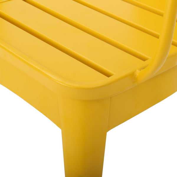English Elm Colmar Outdoor Iron Bistro Set Powder Coated Slatted Armchairs Round Patio Table Yellow 56558.00MCY