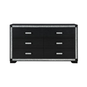 English Elm Soulmarie Glitter Chest with Spacious Drawers and Curved Legs in Solid Wood and MDF, Sturdy Build Charcoal 65.94 L x 20.28 W x 37.99 H B201P410793