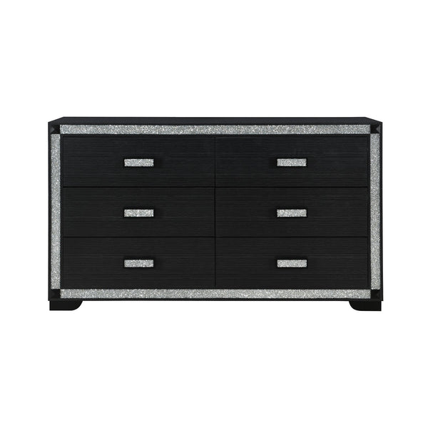 English Elm Soulmarie Glitter Chest with Spacious Drawers and Curved Legs in Solid Wood and MDF, Sturdy Build Charcoal 65.94 L x 20.28 W x 37.99 H B201P410793