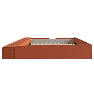 English Elm Full Size Kids Velvet Platform Daybed with Storage Ottoman Staircase Padded Rails Brown+White SF000202AAD