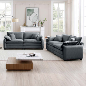 English Elm Modern Two-Piece Corduroy Sofa Set - Stylish 2-Seater Design For Living Room & Bedroom Comfort W714S00752
