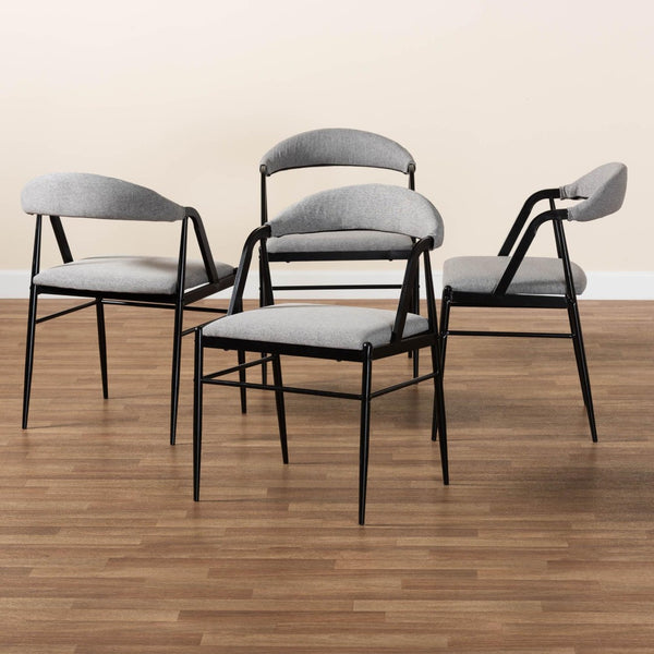 Baxton Studio Baxton Studio Orrin Industrial Grey Fabric Dining Chair Set - 4 Modern Chairs for Stylish Spaces D03017BC-Grey-DC