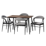 Baxton Studio Orrin Modern Industrial Grey Fabric and Metal Dining Set