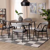 Baxton Studio Orrin Modern Industrial Grey Fabric and Metal Dining Set