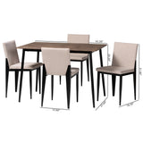 Baxton Studio Bishop Industrial Beige Fabric and Metal Dining Set