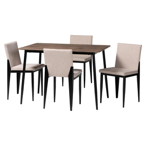 Baxton Studio Bishop Industrial Beige Fabric and Metal Dining Set