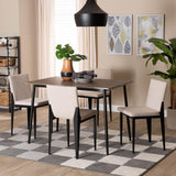 Baxton Studio Bishop Industrial Beige Fabric and Metal Dining Set