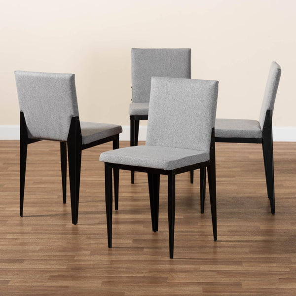 Baxton Studio Baxton Studio Industrial 4-Piece Dining Chair Set with Metal Frame and Comfortable Upholstery Grey D03016C-Grey-DC