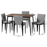 Baxton Studio Bishop Industrial Grey Fabric and Metal Dining Set