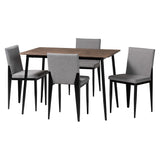 Baxton Studio Bishop Industrial Grey Fabric and Metal Dining Set