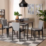 Baxton Studio Bishop Industrial Grey Fabric and Metal Dining Set