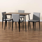 Baxton Studio Bishop Industrial Grey Fabric and Metal Dining Set