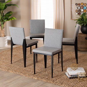 Baxton Studio Baxton Studio Industrial 4-Piece Dining Chair Set with Metal Frame and Comfortable Upholstery Grey D03016C-Grey-DC