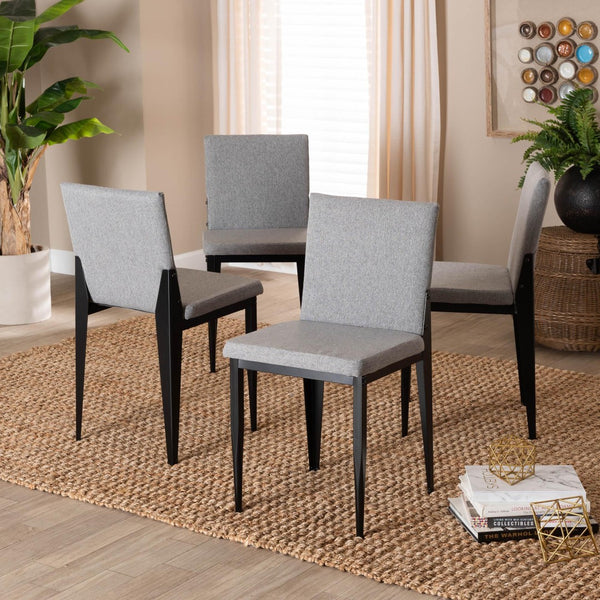 Baxton Studio Baxton Studio Industrial 4-Piece Dining Chair Set with Metal Frame and Comfortable Upholstery Grey D03016C-Grey-DC