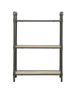 English Elm Itzel Industrial 3-Tier Bookshelf in Antique Oak & Sandy Gray – Open Metal Frame, Durable MDF Shelves, 23x13" per Shelf B2726P262956
