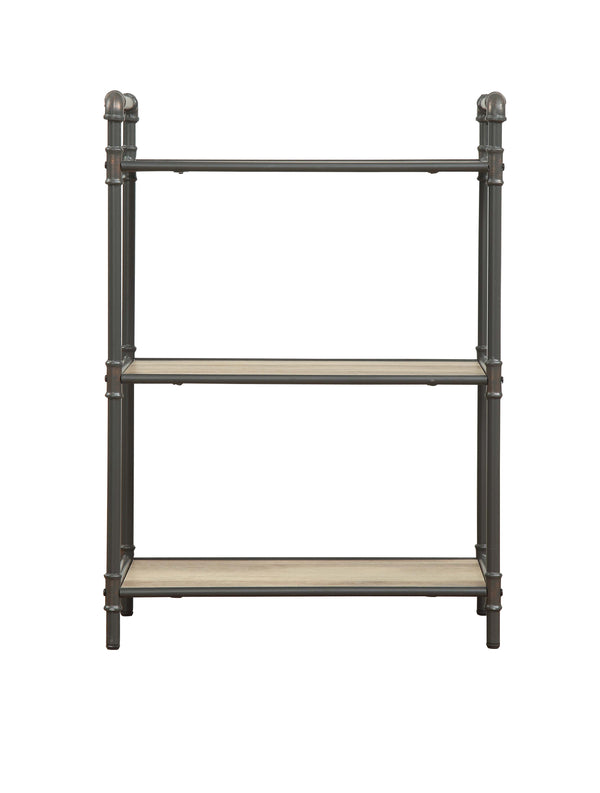 English Elm Itzel Industrial 3-Tier Bookshelf in Antique Oak & Sandy Gray – Open Metal Frame, Durable MDF Shelves, 23x13" per Shelf B2726P262956