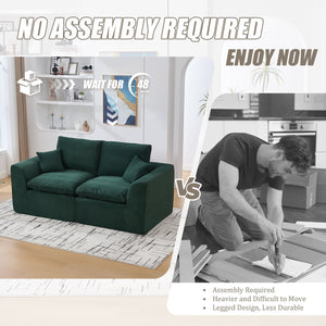 English Elm UNITED Cloud Couch Modular Sectional Sofa with Corduroy Cover, Ergonomic 2-Seater, No Assembly Needed Emerald W1568P371119