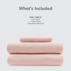 JLA Home Intelligent Design - All Season Sheet Set Jersey Knit Cotton Blend — Breathable, Year-Round Comfort with Easy Care and Fit Blush ID20-2461