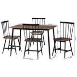 Baxton Studio Cardinal Industrial Dark Brown Wood and Metal Dining Set