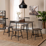 Baxton Studio Cardinal Industrial Dark Brown Wood and Metal Dining Set