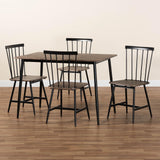 Baxton Studio Cardinal Industrial Dark Brown Wood and Metal Dining Set