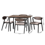 Baxton Studio Revelin Industrial Beige Fabric and Metal Dining Set