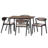 Baxton Studio Revelin Industrial Beige Fabric and Metal Dining Set