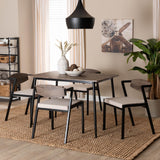 Baxton Studio Revelin Industrial Beige Fabric and Metal Dining Set